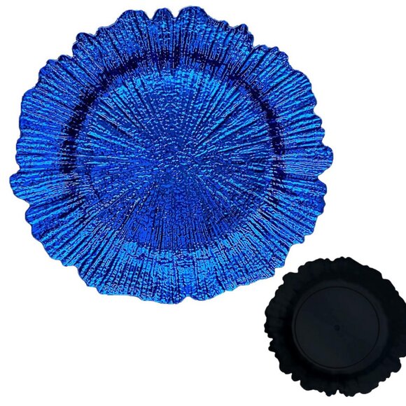 CHARGER PLATE: 13-Inch 6-Pack Heavy Quality Round Plastic-Reef Royal Blue - Picture 4 of 8